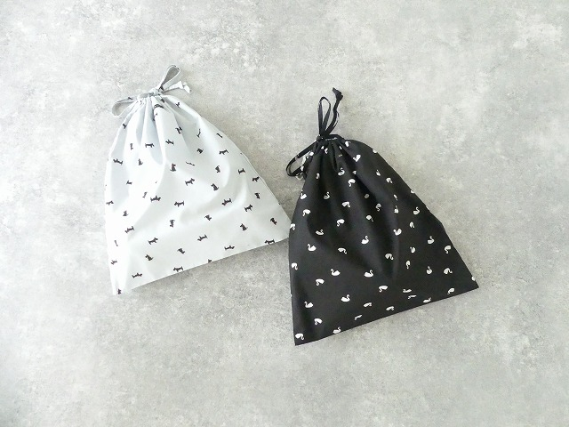 COTTON TYPEWRITER DRAWSTRING BAG L-size