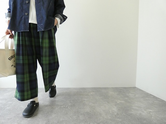 オリジナルチェックウエストタックワイドパンツ