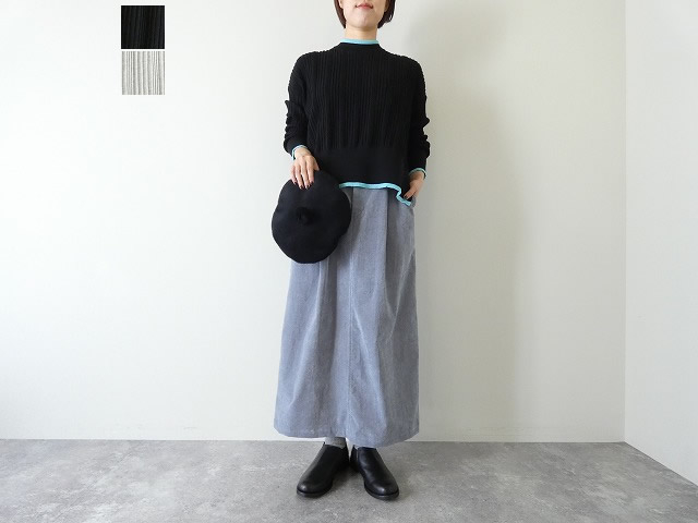 ワイドリブバイカラーコモドニット