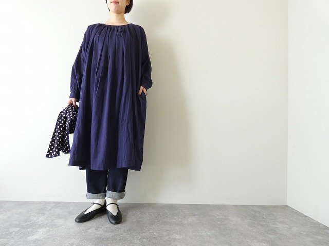 60s COTTON TWILL PLAIN GATHERED SMOCK DRESS 60sコットンツイルプレーンギャザースモックドレス
