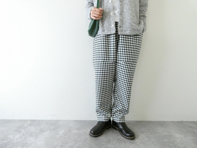 ウールギンガムギャザーパンツ