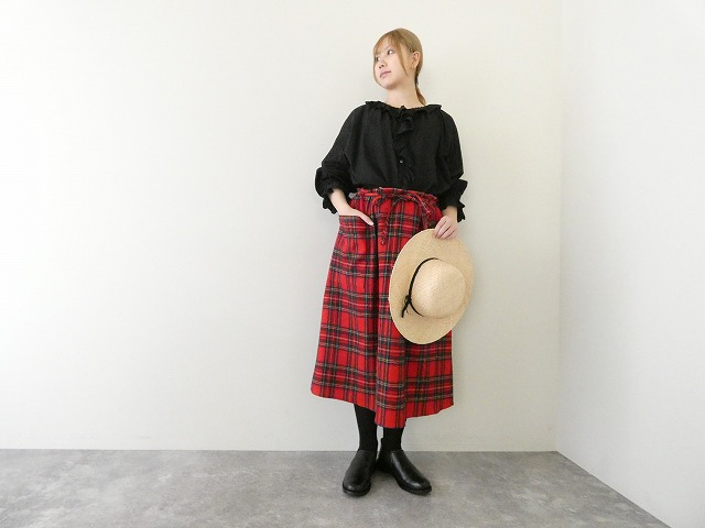 WOOL TARTAN CHECK STRING SKIRT