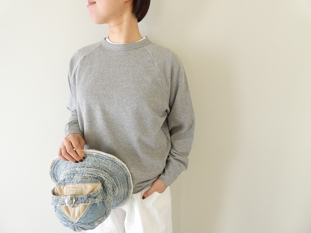 40/1強撚糸スピン裏毛ラグランスリーブプルオーバー