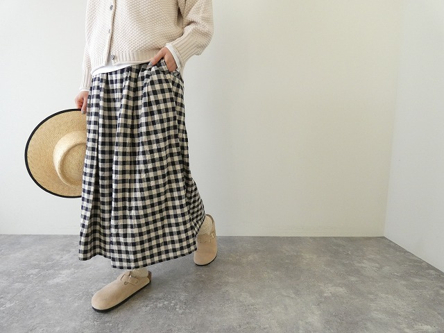 コットンリネンへリンボンタックスカート