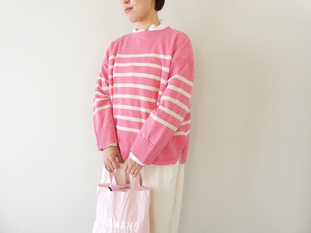 ランダムリブニットボーダープルオーバー