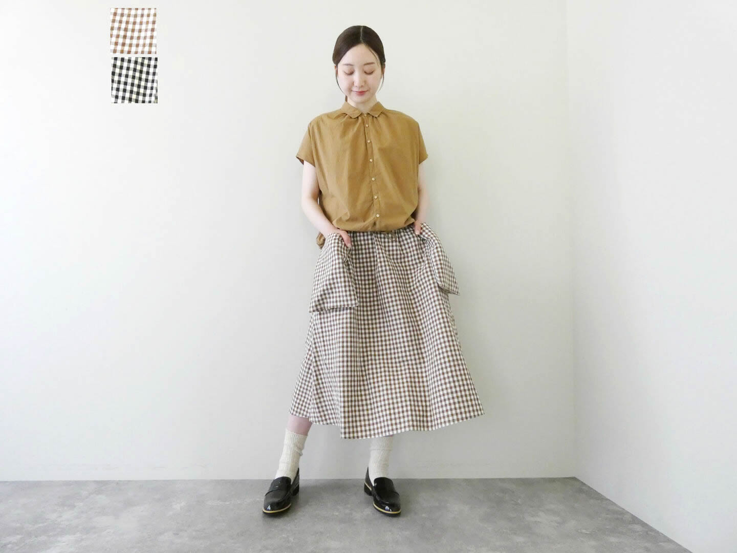 GINGHAM CHECK STRING GUM SKIRT