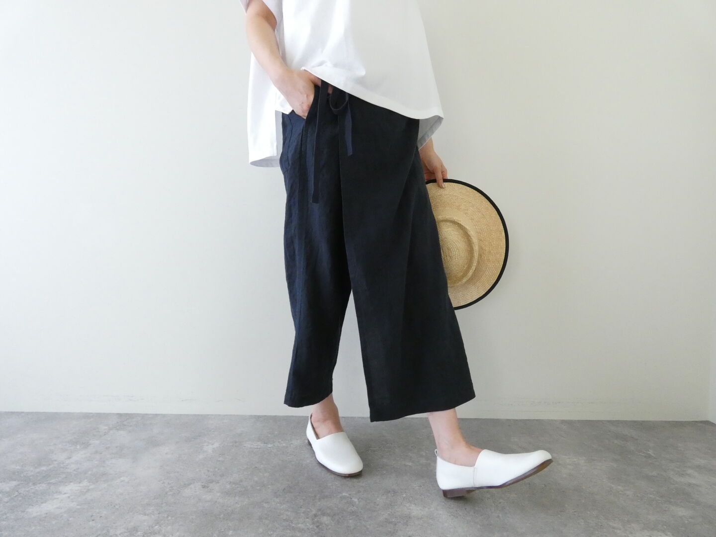 フレンチリネンキャンバスラップパンツ