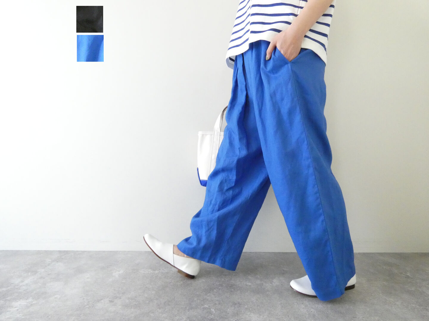 40/1リネンイージーゴムタックパンツ