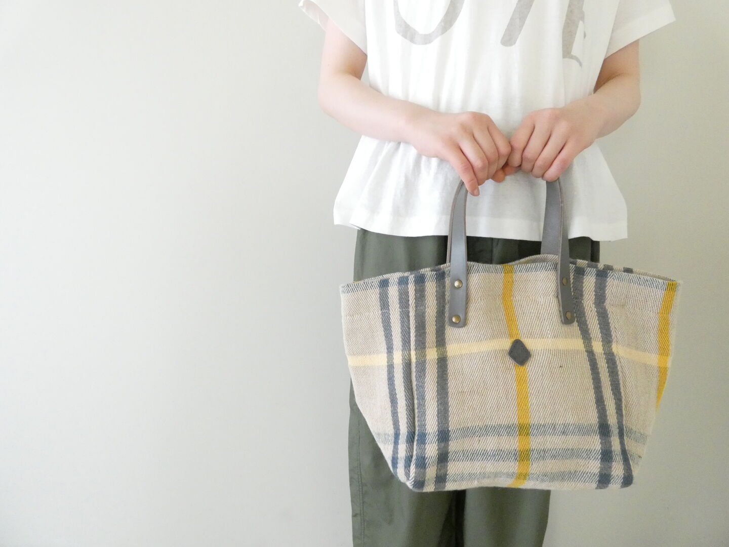 HAND&WORK COTTON JUTE STRIPE TOTE S