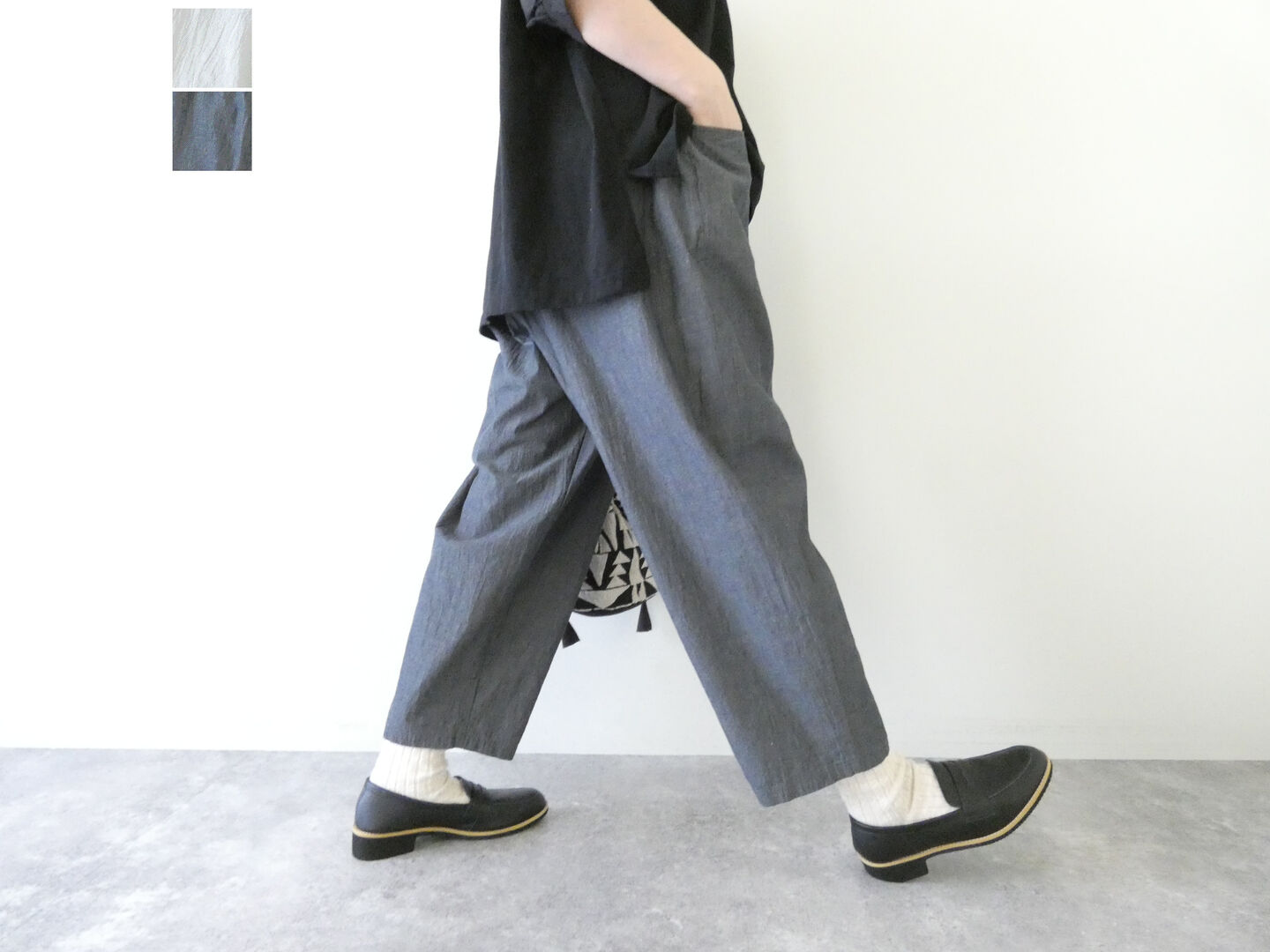 オーガニックコットンワッシャーWポケット付きヨーク切替パンツ
